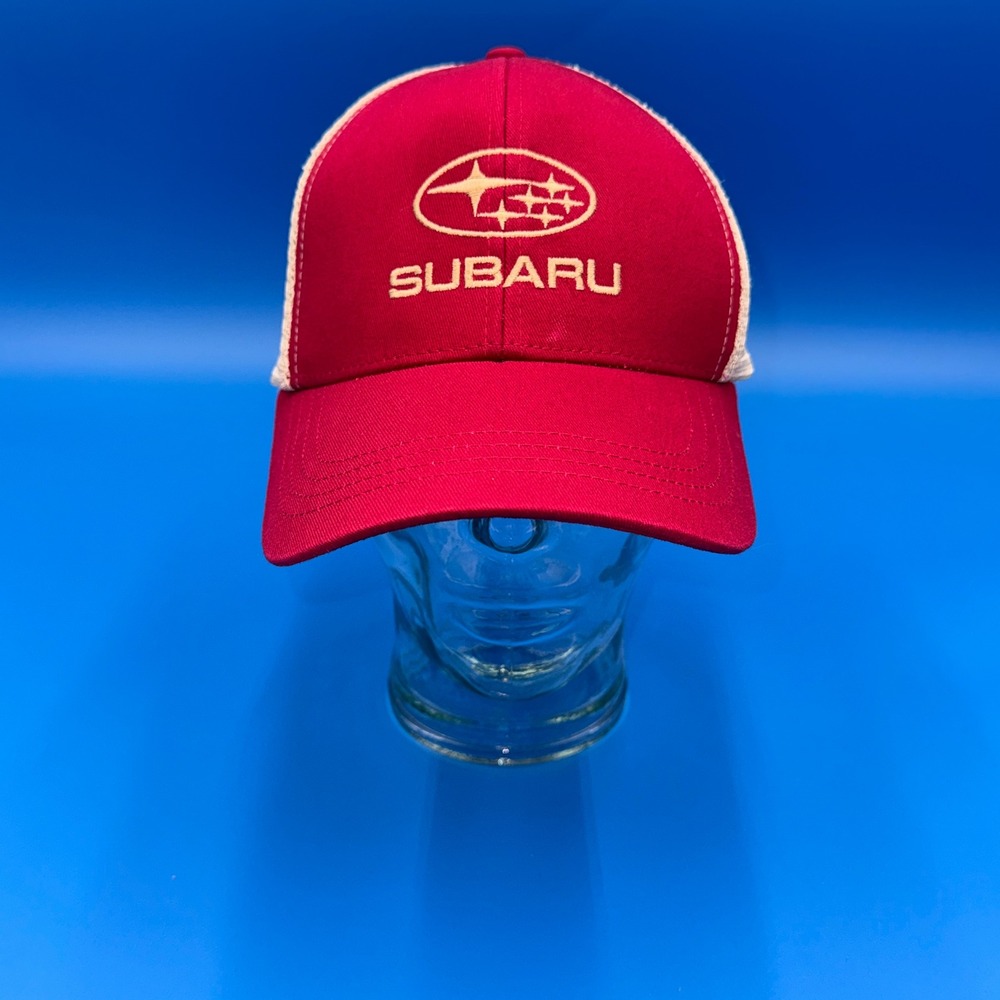 Subaru Adventure Trucker Hat‎ Red White Econscious Organic Cotton Snapback Cap